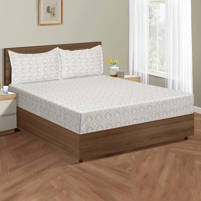 Swayam Suramya Blockprint Bedsheet (Grey) - 250 TC media 1