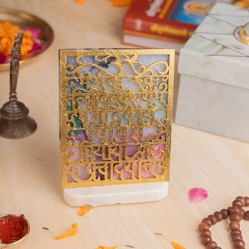 Gayatri Mantra Agate Tea Light Holder media 1