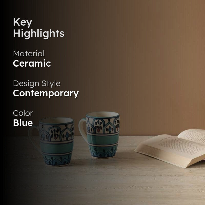 Empress Ceramic Coffee Mug (300 mL Each) - Set of Two media 2