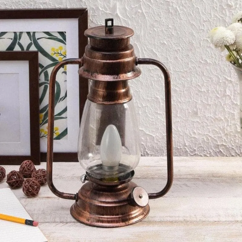 Faris Lantern Glass Table Lamp - Copper media 3