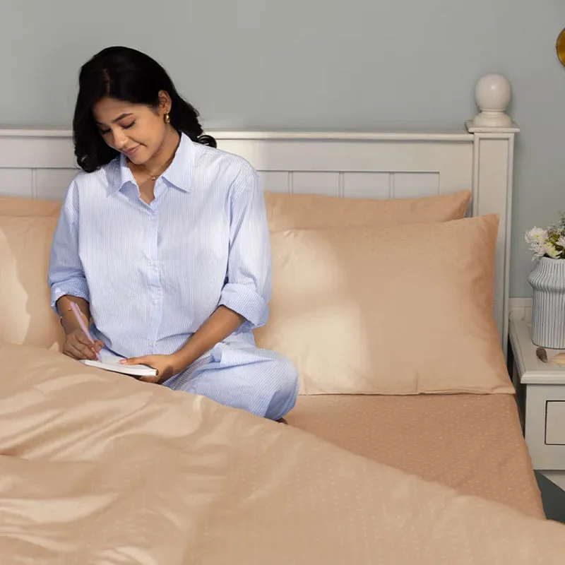 Swiss Dot Cotton Duvet Cover (Almond) - 300 TC media 9