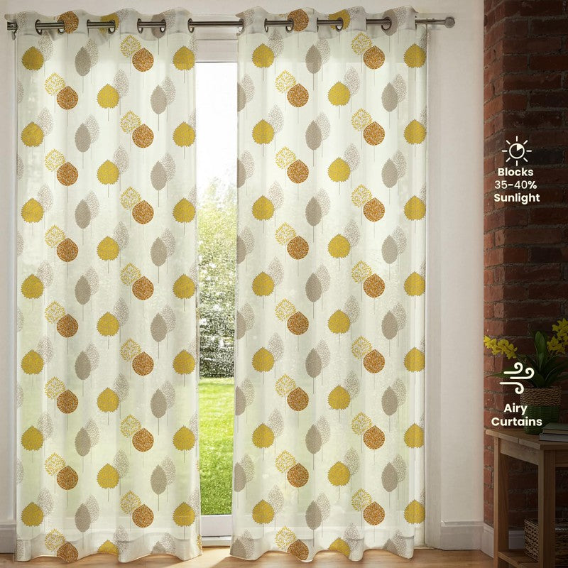 Urban Space Goldleaf Multicolor Polyester Curtains - Set Of Two media 5