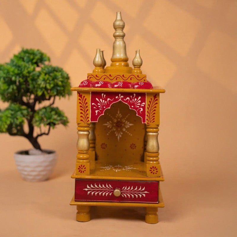 DevLok Handcrafted Wooden Mandir - Gold