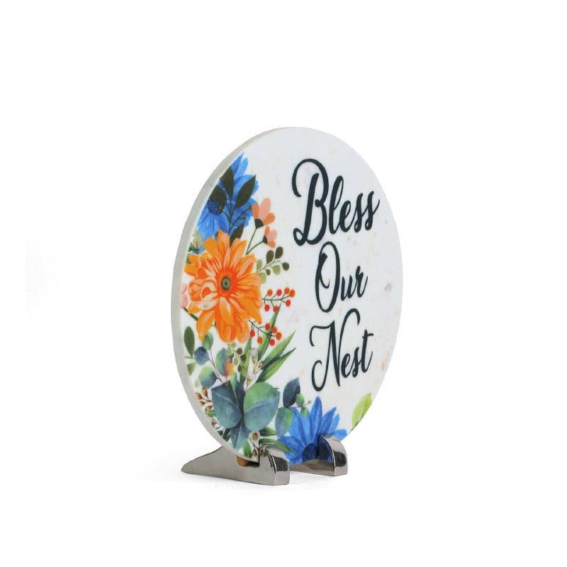 Bless Our Nest Floral Printed Marble Showpiece Table Accent media 3