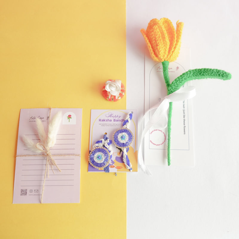 Bind In Bloom I Rakhi Gift Hamper - Yellow