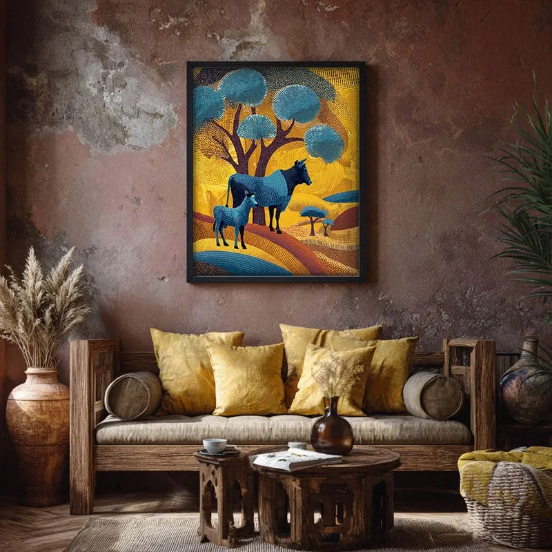 Golden Horizon Canvas Wall Painting With Black Frame media 6