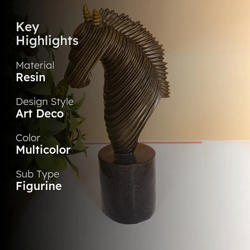 Golden Horse Head Decorative Showpiece media 2