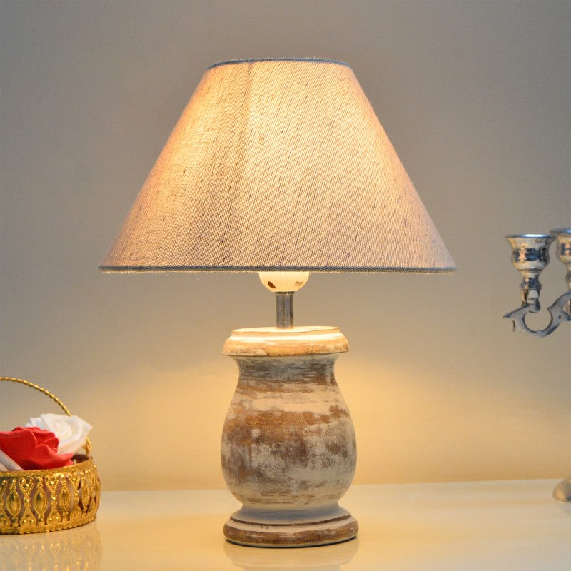 SolidGlow Wooden Table Lamp - Beige