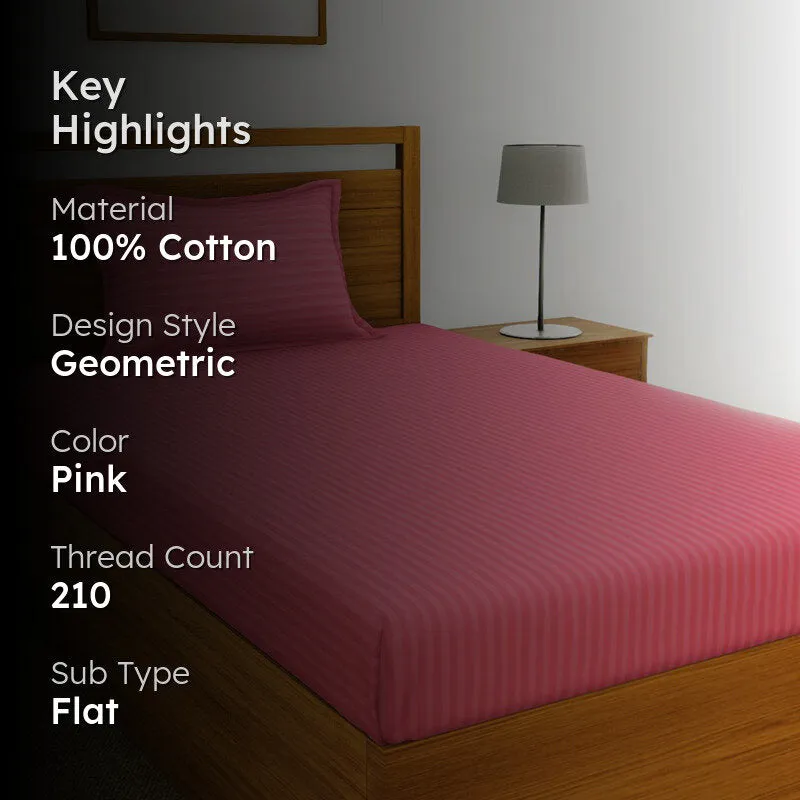Hilton Cotton Bedsheet (Coral Pink) - 210 TC media 2