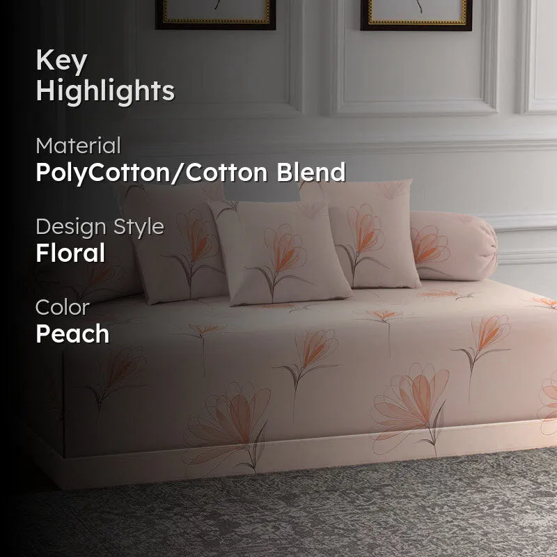 Peach Petals Diwan Set - Six Piece Set media 2