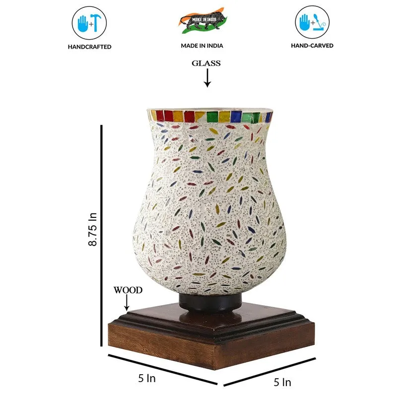 Auralin Mosaic Glass Table Lamp With Wooden Base - Multicolor media 9