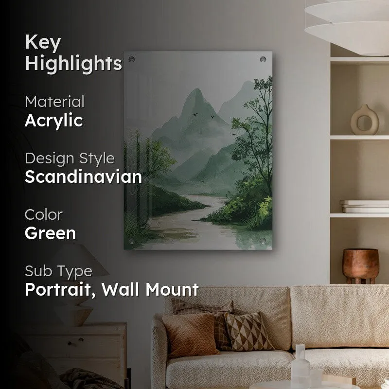 Zen Forest Green Japanese Acrylic Wall Art media 2