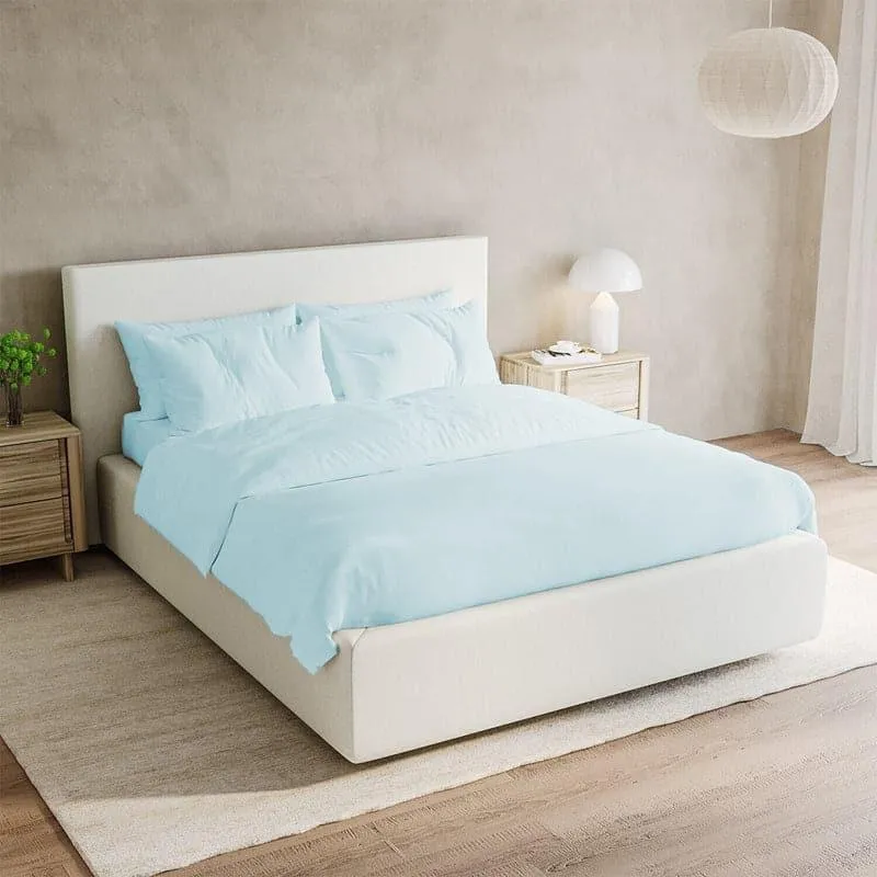 Freyda Solid Cotton Bedsheet (Blue) - 700 TC media 1
