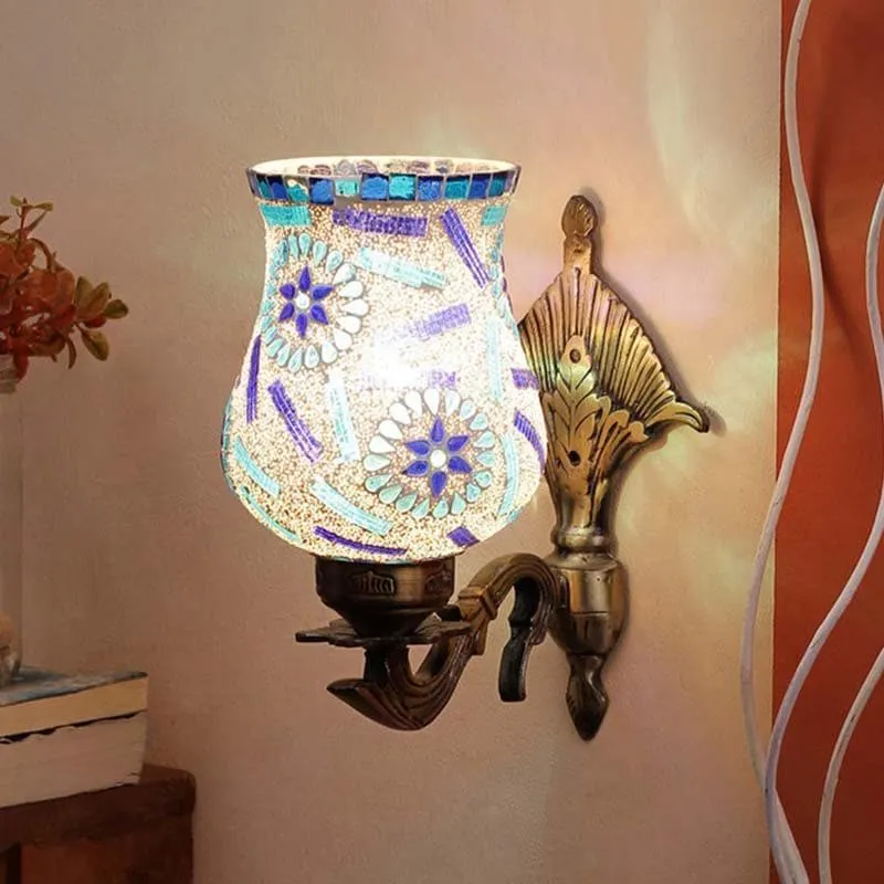 Sea Shore Mosaic Glass & Metal Wall Lamp media 1