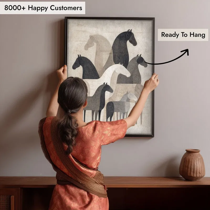 Abstract Horse Collective Wall Painting With Black Frame media 8