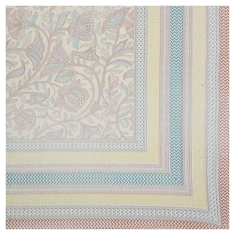 Viya Flora Cotton Diwan Set (Blue,Yellow) - Six Piece Set media 6