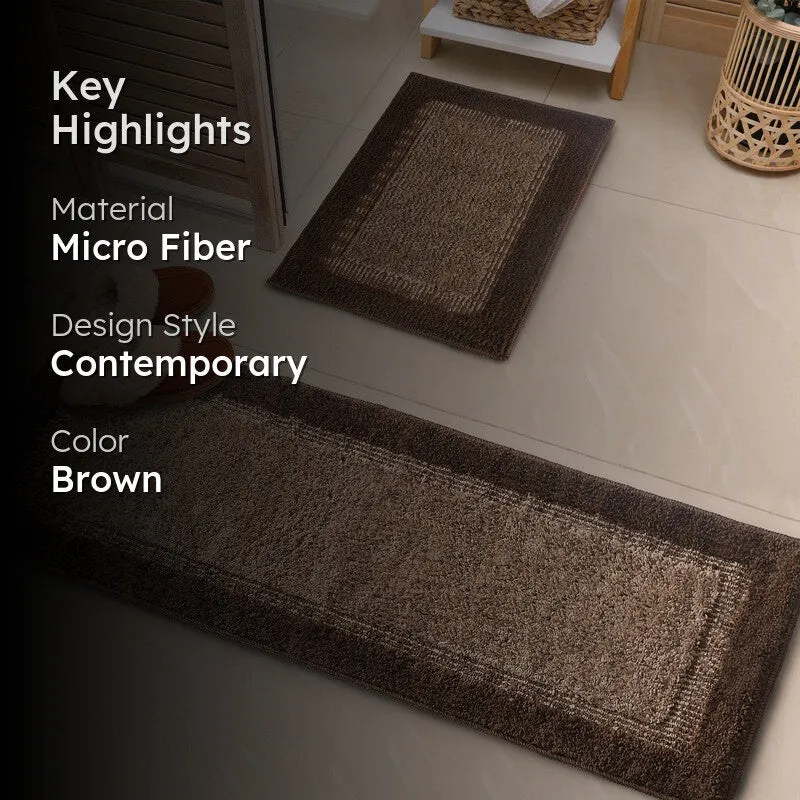 Tranquil Touch Microfiber Bath Mats (Brown) - Set of Two media 2