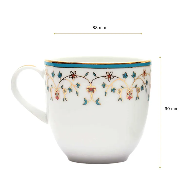 Gilded Mavi Pete 24k Gold Brushed Porcelain Coffee Mug (300 mL Each) - Set Of Six media 10