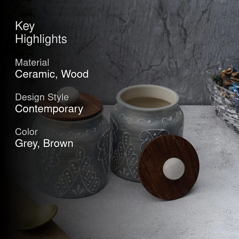 Ebano Ceramic Jar (500 mL Each) - Set Of Two media 2