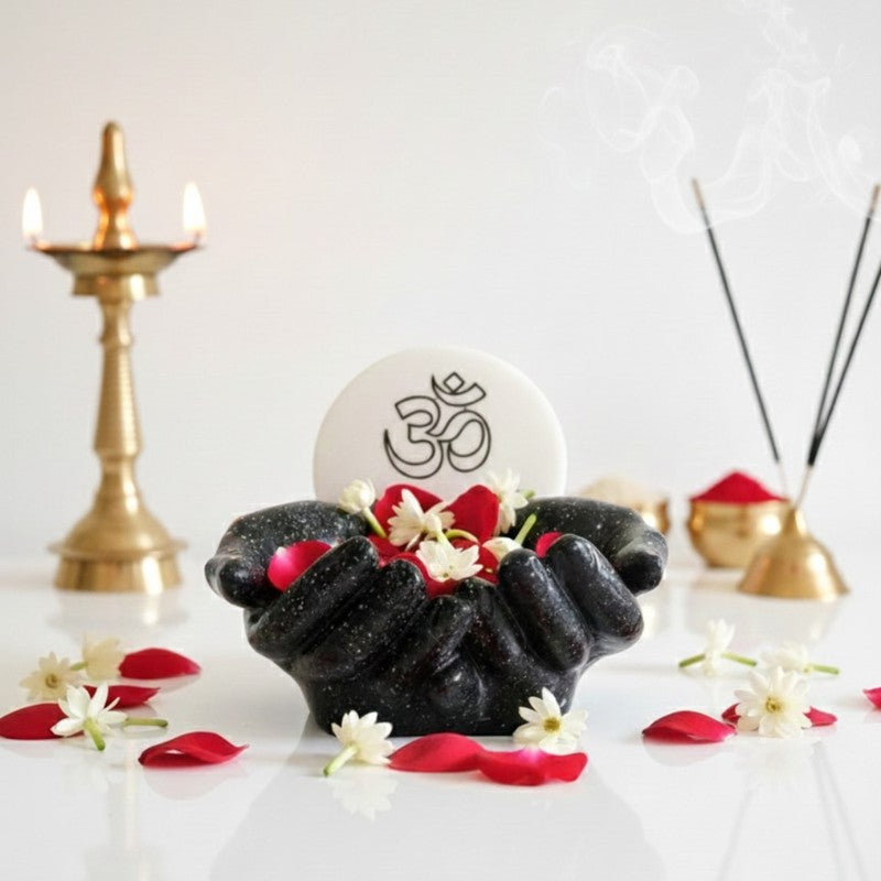 Opal Om Marble Tea Light Candle Holder