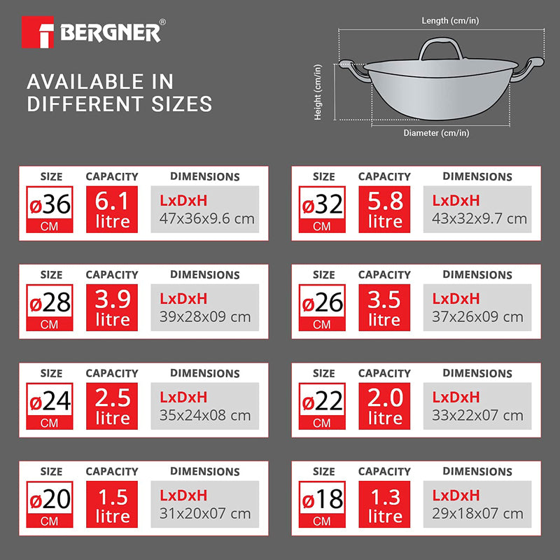 Bergner Argent Triply Deep Kadhai With Lid - 4500 mL media 7