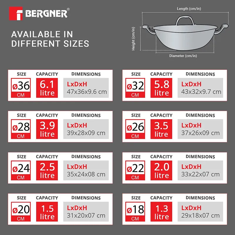 Bergner Argent Triply Deep Kadhai With Lid - 4500 mL media 7