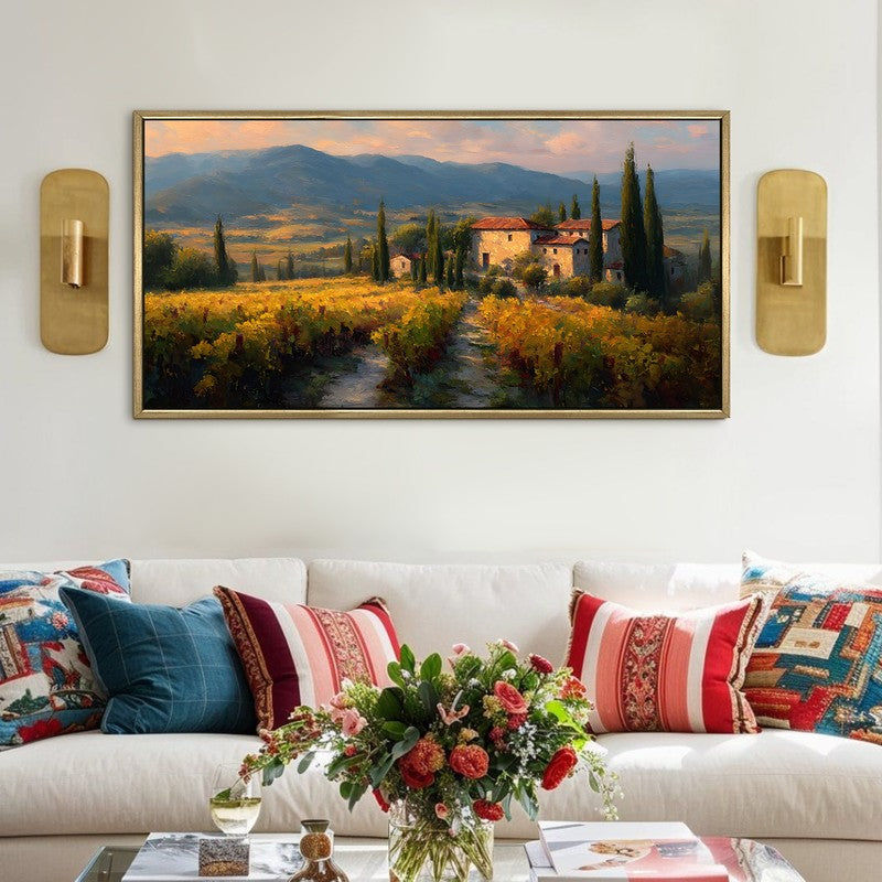 Tuscan Reverie Canvas Wall Painting With Frame