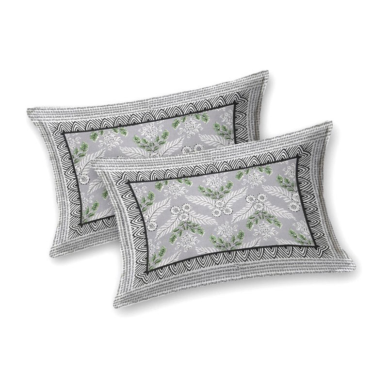 Bloomix Cotton Bedsheet (Grey,Green) - 240 TC media 4