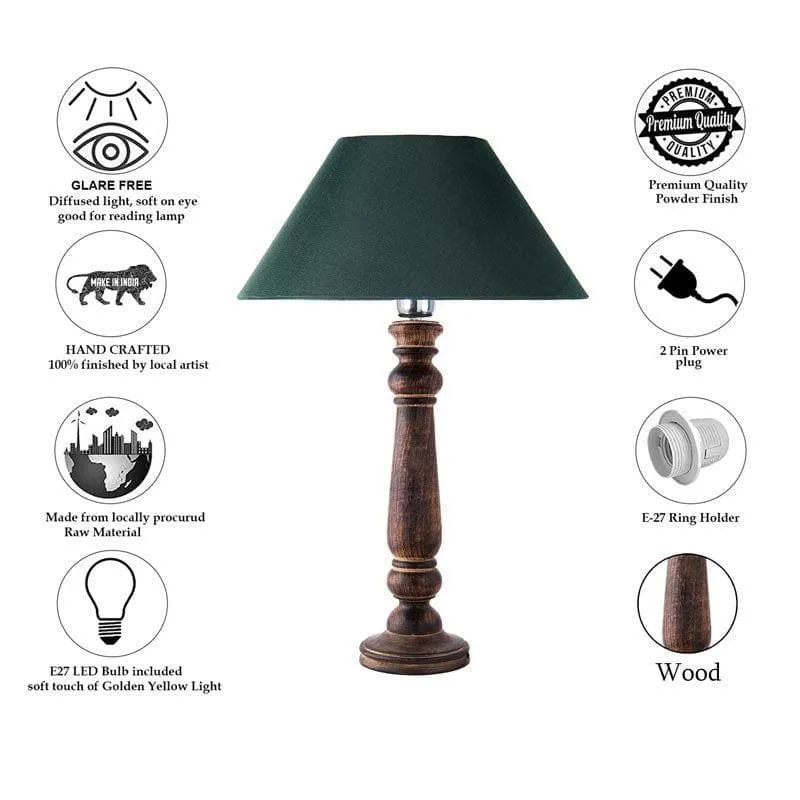Mabel Antique Fabric Table Lamp - Green,Brown media 6