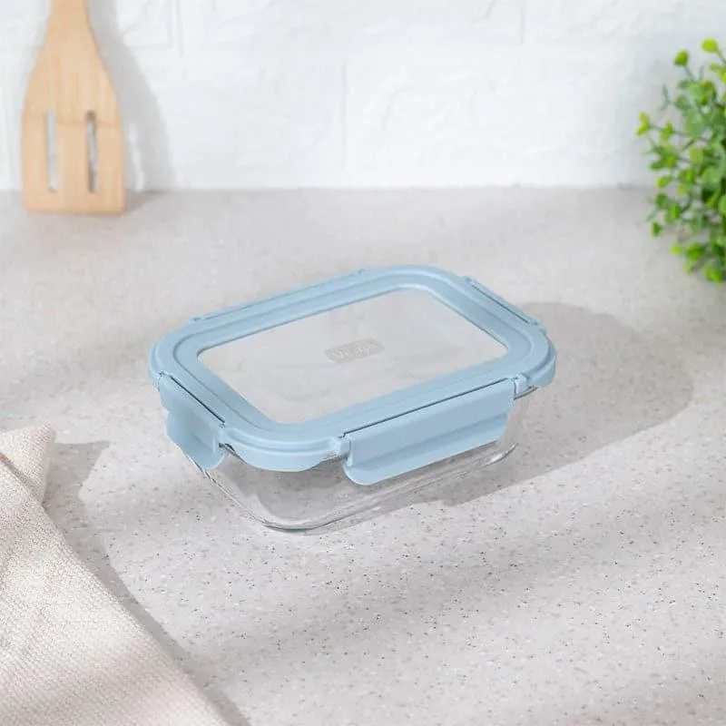 Boro Glass Lunch Box With Steel Lid (Grey) - 640 ML media 1