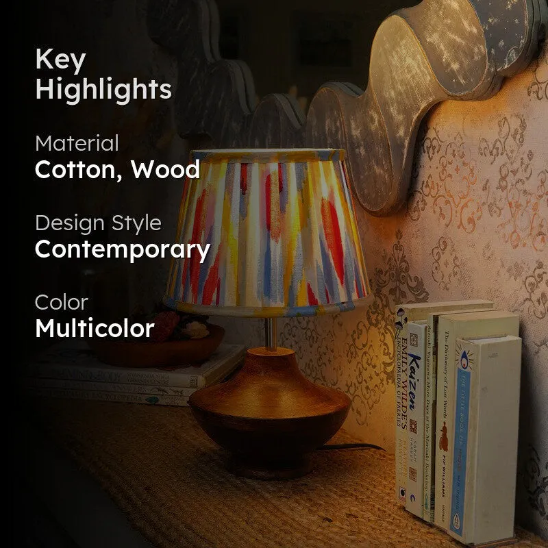 Colorwave Wooden Base Cotton Table Lamp - Multicolor media 2