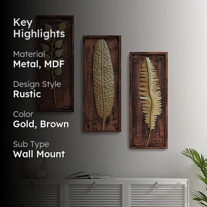 Goldfern Metal Wall Accent - Set Of Three image 2
