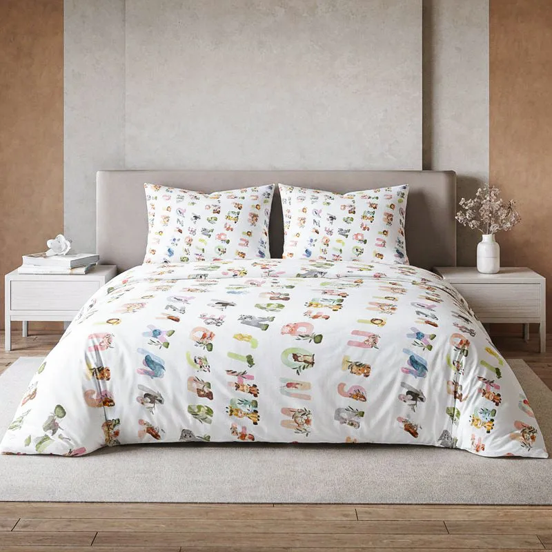 Letter Lullaby Kids Printed Cotton Bedsheet - 300 TC media 1