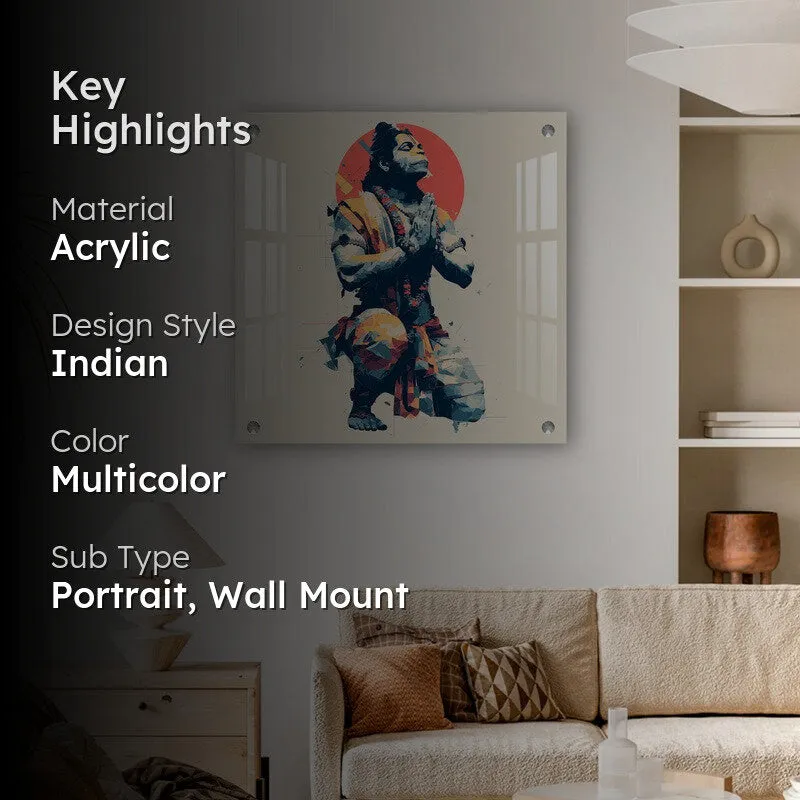 Abstract Hanuman Prayer Acrylic Wall Art media 2