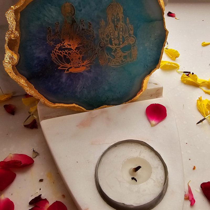 Sacred Ganesha Laxmi Tealight Candle Holder - Turquoise media 5