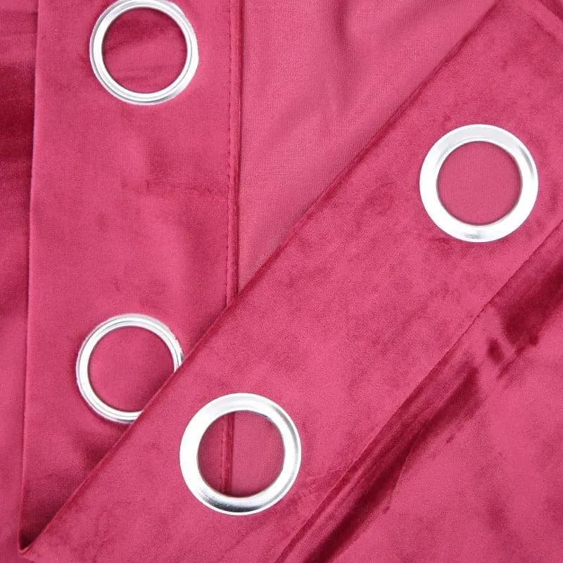Kumudini Solid Velvet Curtain (Maroon) - Set Of Two media 3