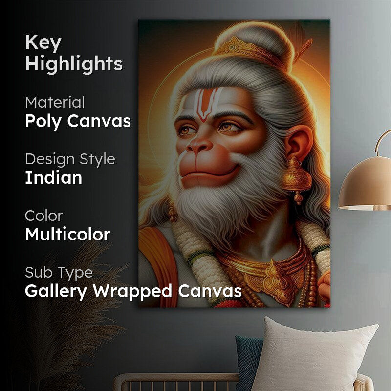 The Divine Warrior Hanuman Poly Canvas Wall Painting media 2