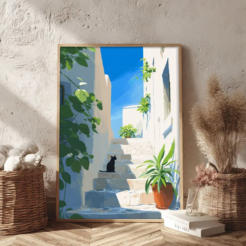 Shadow Stair Canvas Wall Painting - Brown Frame media 3