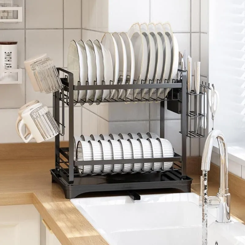 Plate Parade 2-Tier Carbon Steel Dish Rack - Black media 3