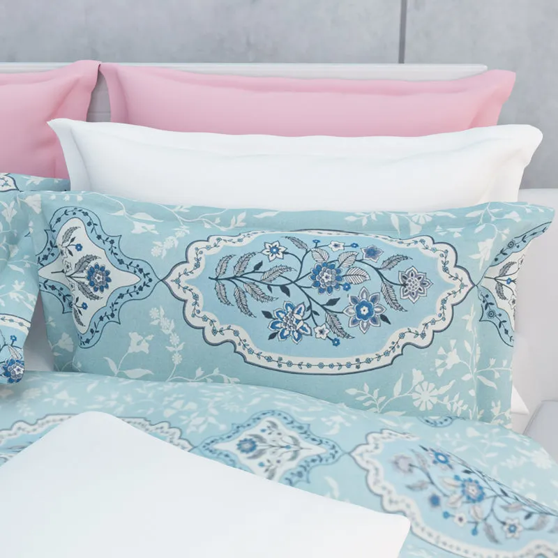 Serene Sleep Cotton Bedsheet (Blue) - 144 TC media 8