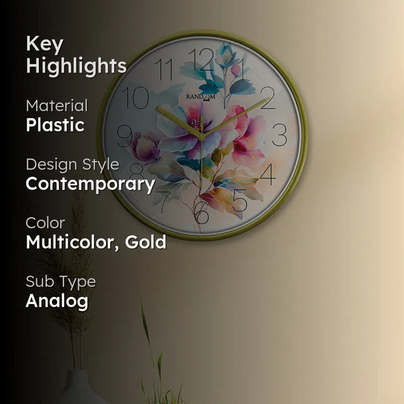 Watercolor Petals Plastic Wall Clock media 2