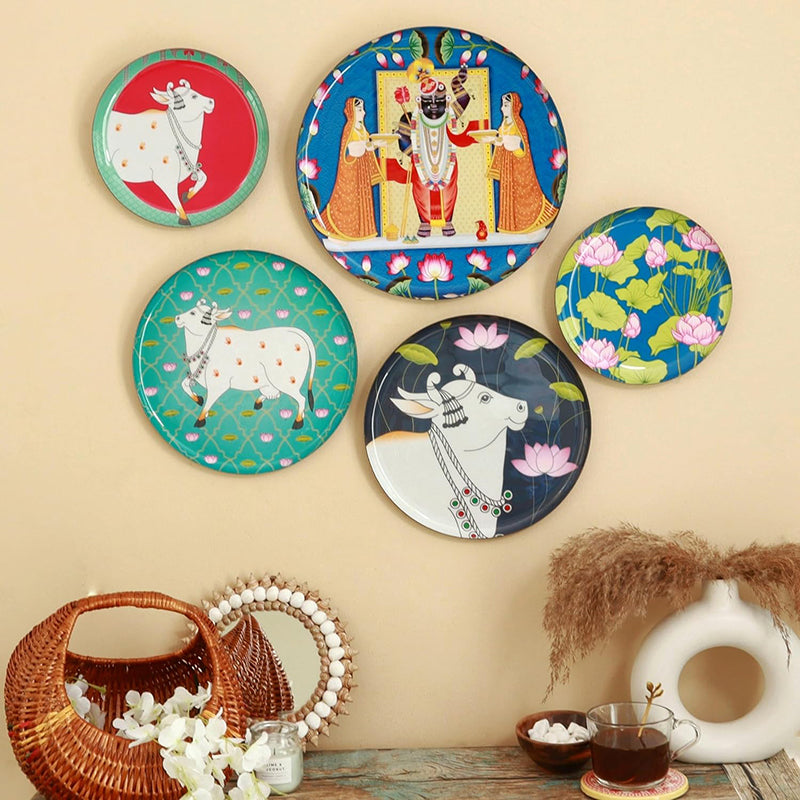 Vrindavana Charm Wall Plate - Set Of Five media 4