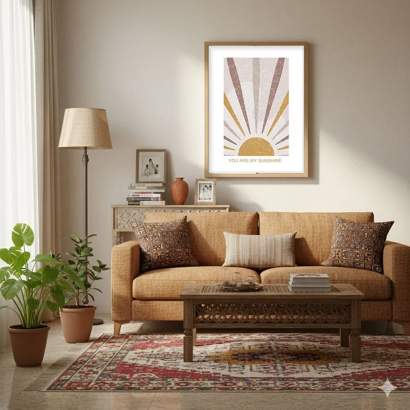 Bursting Sol Canvas Wall Painting With Brown Frame media 4