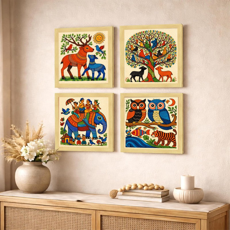 Colorful Tribal Folk Paper Wall Art - Set Of Four media 4