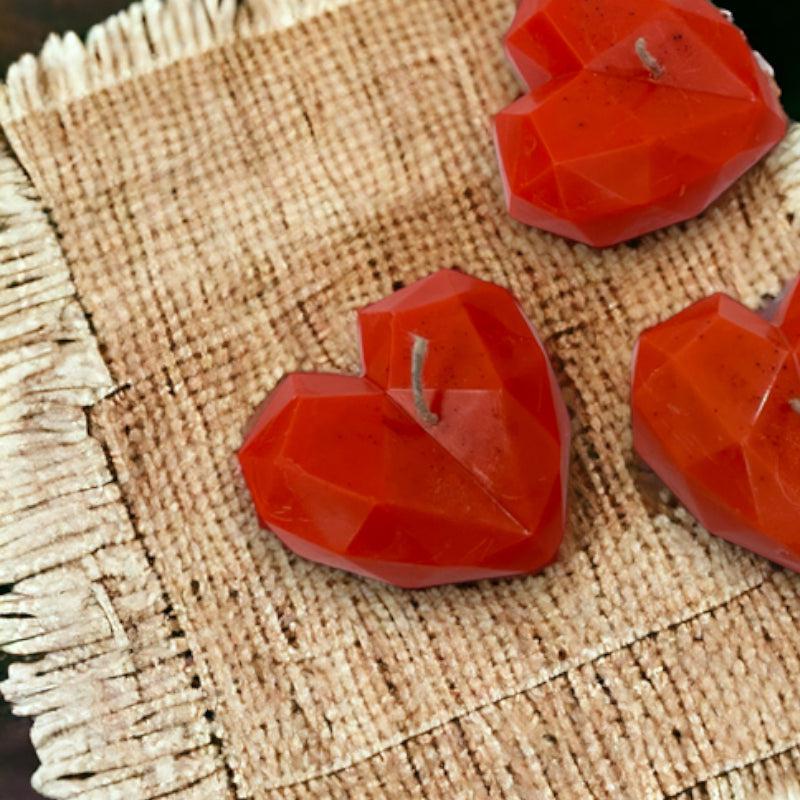 Heart Carve Chocolate Scented Candle Holder (Red) - Set Of Three media 4