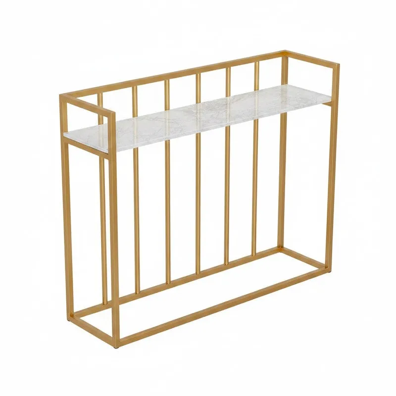 Hallway Metal Console Table with Marble Top - Large media 6