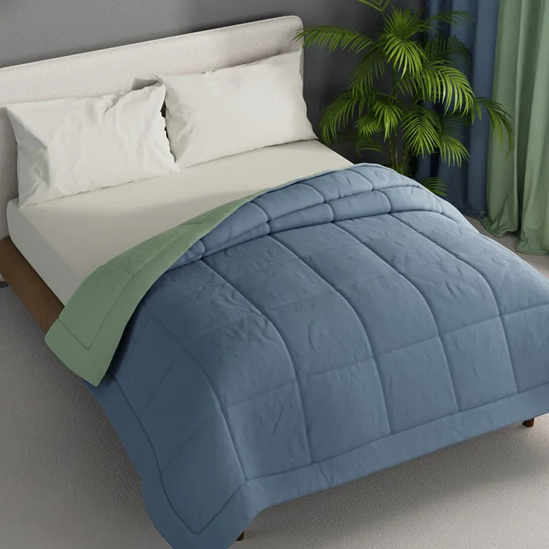 Herbert Reversible Solid Comforter (Blue) - 120 GSM media 1