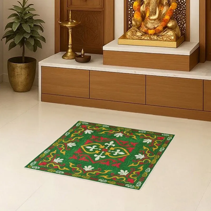 Divine Aangan Prayer Mat (Green) - 550 GSM media 4