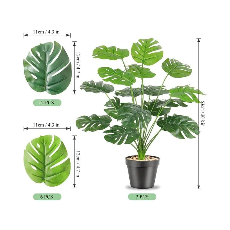 Faux Green Monstera Plant Stick - 2.13 ft media 7