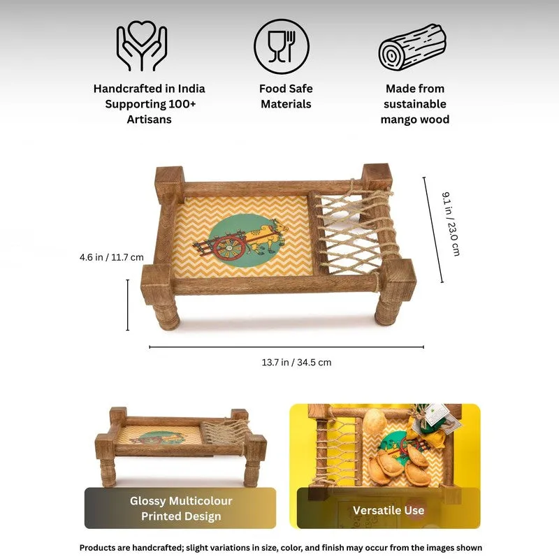Rafiya Wooden Handcrafted Serving Stand media 6